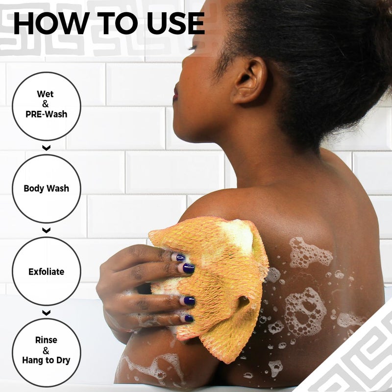 RelaxScene African Net Sponge Authentic - Real African Exfoliating Sponge with Knots - African Net Washcloths for Body Scrubber Exfoliator - Back Scrub for Shower - Image 4